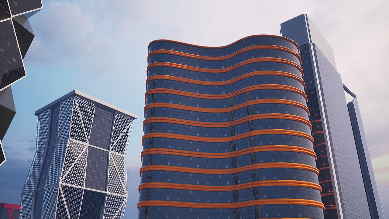 rascacielos modernos en una ciudad futurista