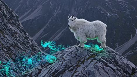 mountain goat on rocky summit