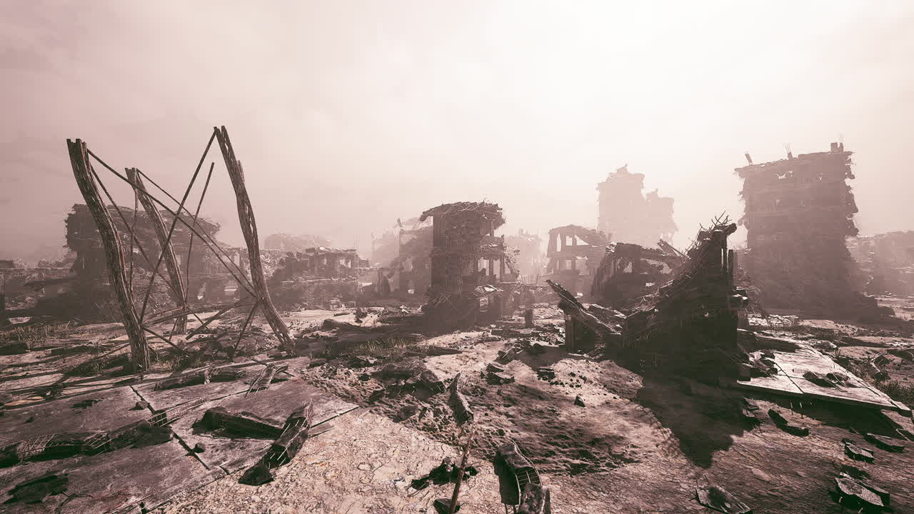 Devastazione di una città un tempo vivace, catturata nella desolazione e nelle rovine