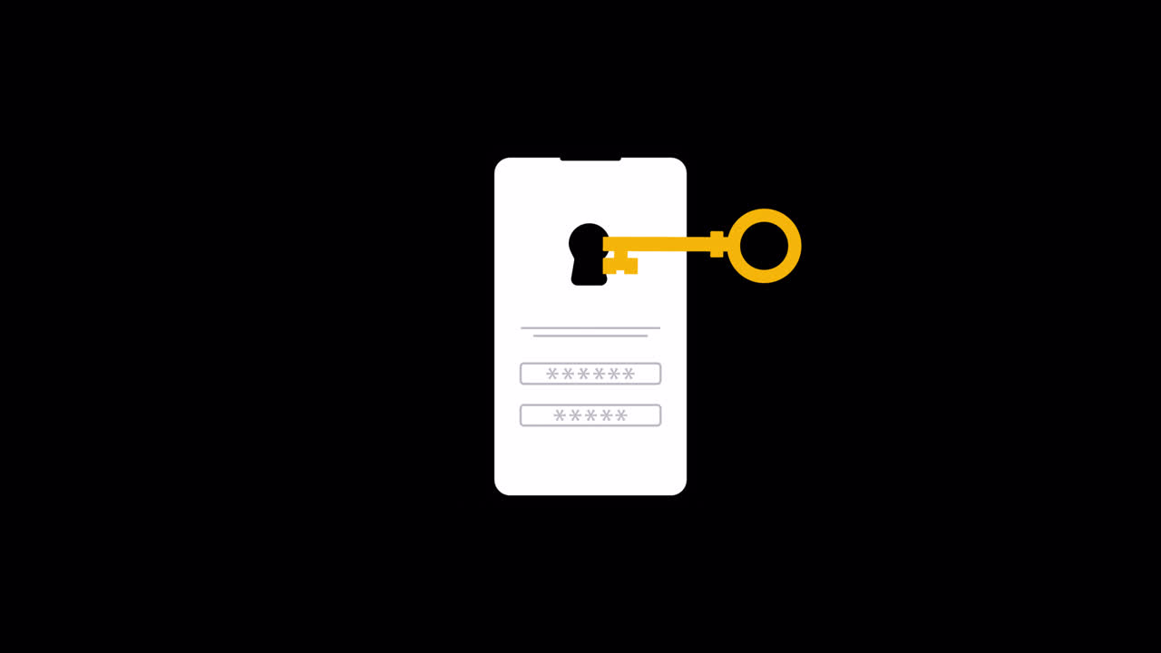 Animated Smartphone Login with Key and Password Fields