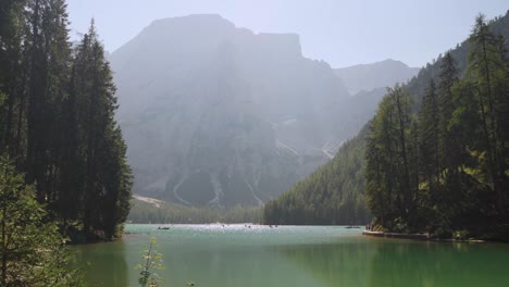 lago di braies during sunny day