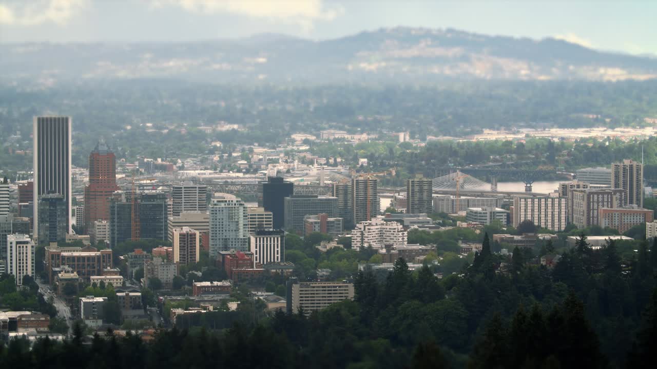 efecto borroso de desplazamiento de inclinación de lapso de tiempo de la ciudad de portland