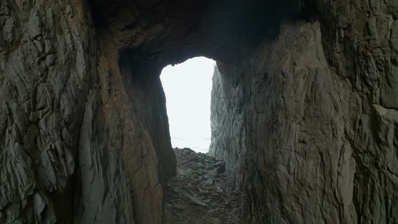 Torghatten in Norway flying through a hole in the mountain