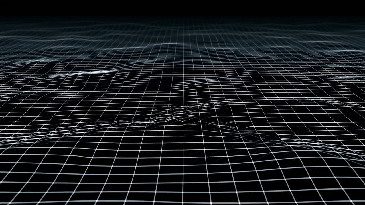 Superficie de cuadrícula digital abstracta ondulando en un bucle continuo