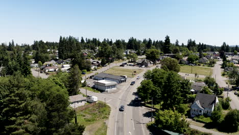 Drone-view-in-Shelton,-Washington-on-the-Puget-Sound