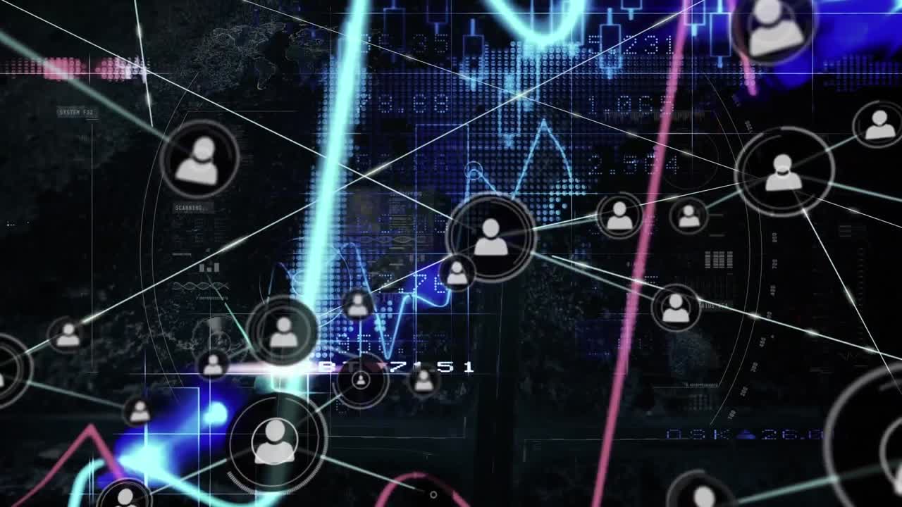 Animation of network of connections over data processing