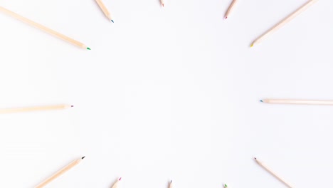 stop motion animation of a group of wooden pencils. education concept