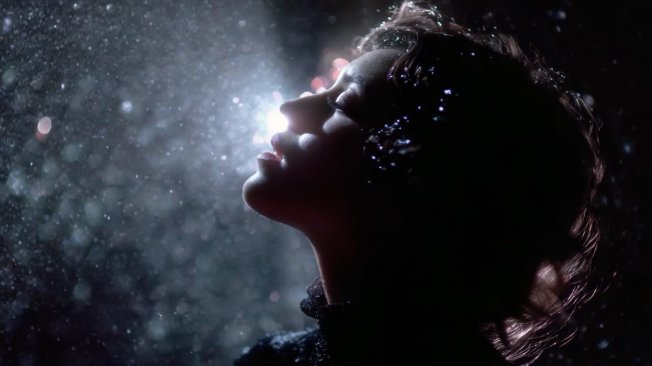 Illuminated Serenity: A Mesmerizing Journey of Light and Reflection Captured Through the Enchanting Silhouette of a Woman, Evoking Emotion and Wonder in a Dreamlike Atmosphere