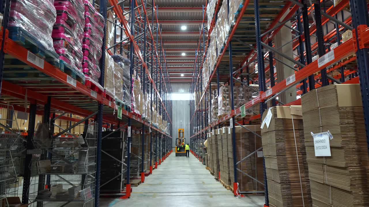 interior del almacén con carretilla elevadora