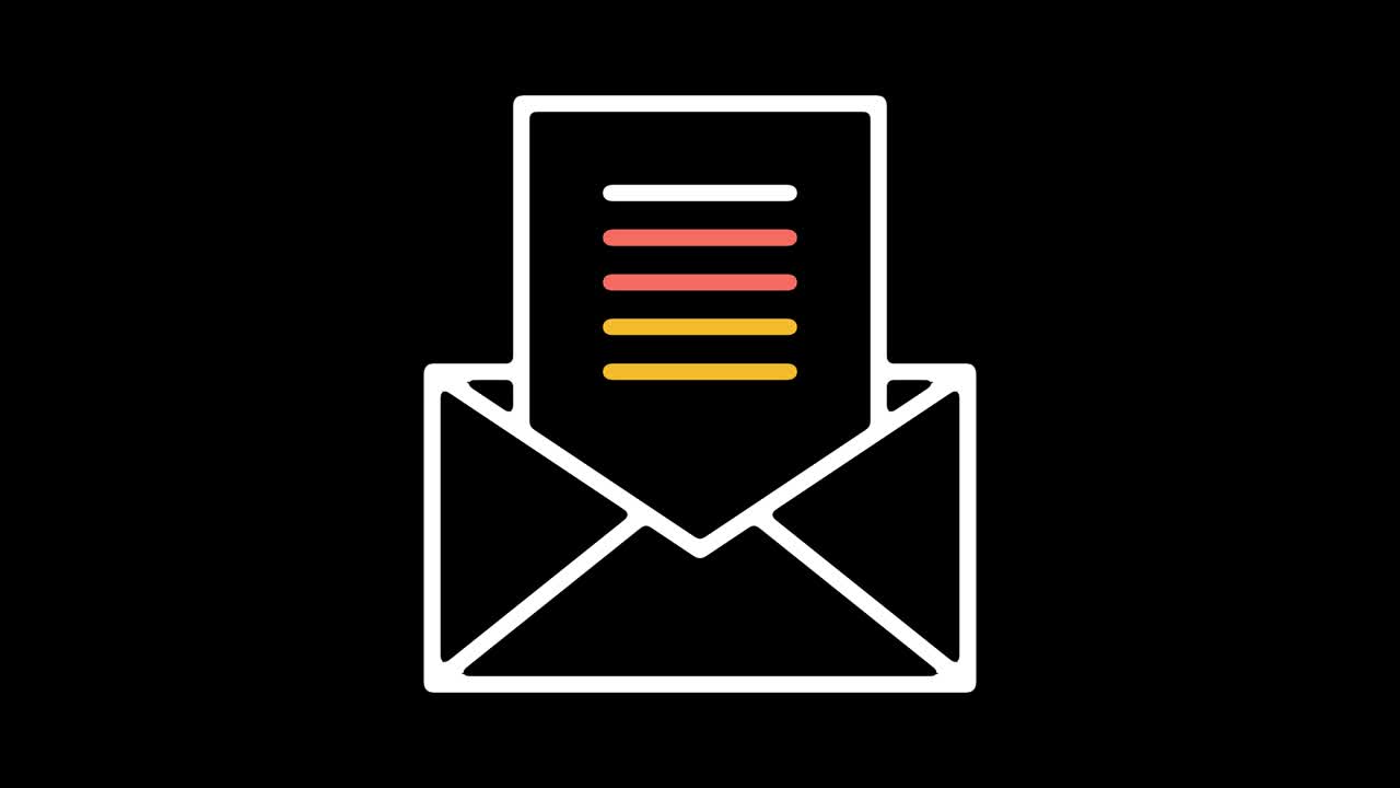 подпись электронной почты линия икона анимация с альфой