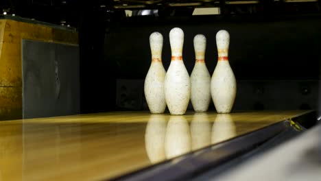 bowling pins on a bowling lane