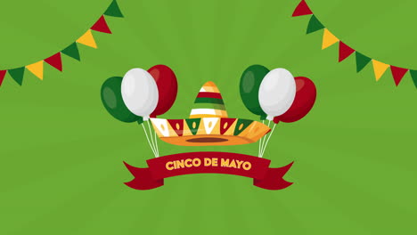 cinco de mayo celebration mexican with hat and balloons helium