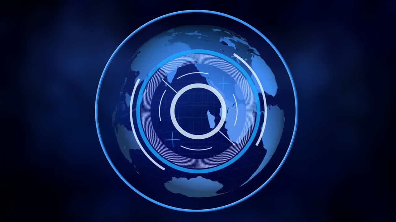 animación de escaneo de alcance y procesamiento de datos en todo el mundo