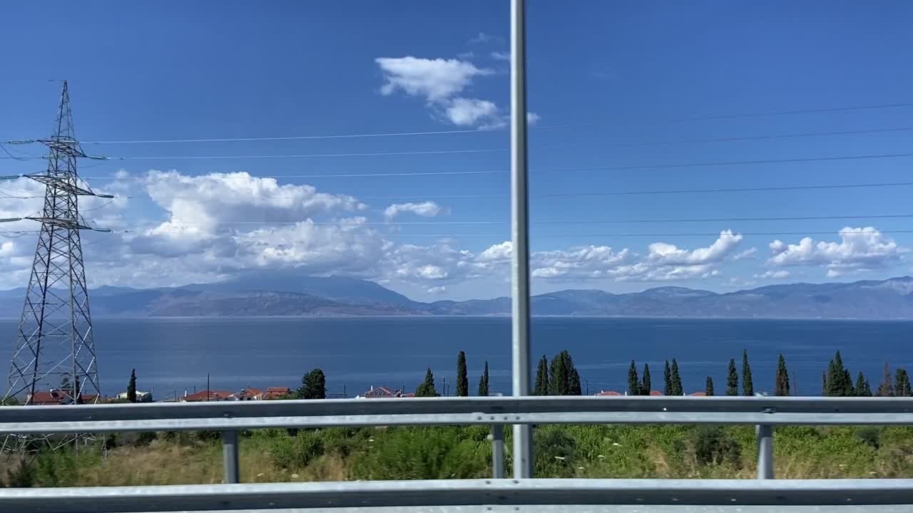 Lake Ioannina view from the road coming into Ioannina, Greece by car