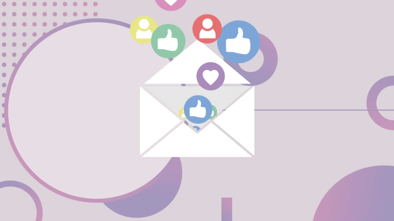 Envelope filled with social media icons 