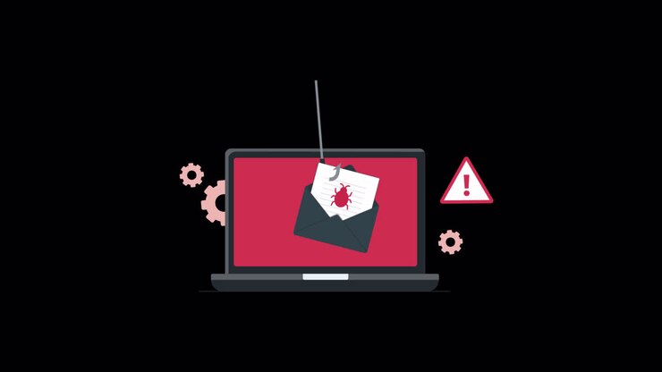 Animated Phishing Email Attack on Laptop with Warning Sign