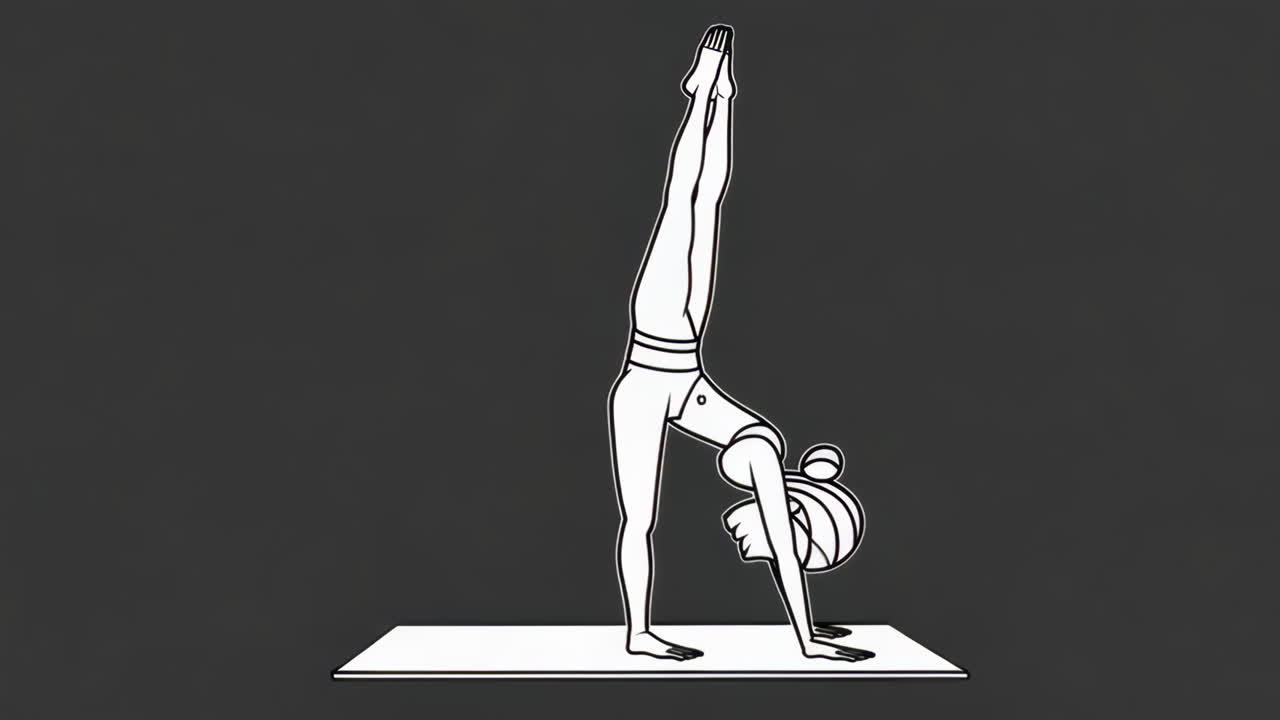Ilustração de Mulher Fazendo Postura de Parada de Mão de Yoga