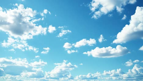 a serene video of a bright blue sky with fluffy white clouds, captured from a low-angle perspective