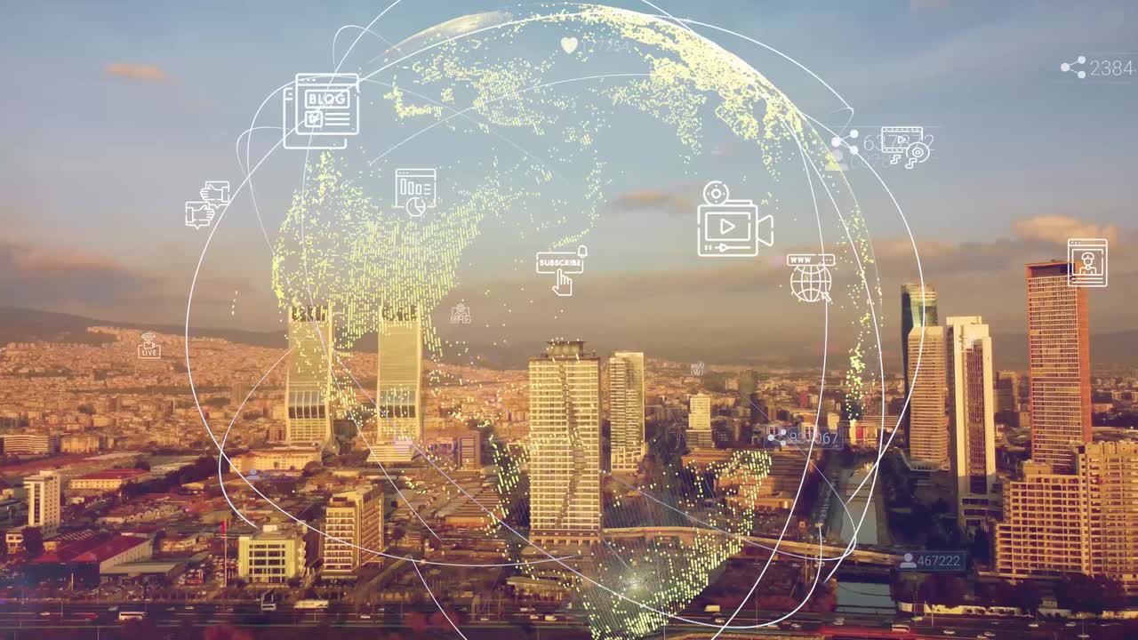 Smart city IOT internet of thing ICT digital technology futuristic, automation management smart digital technology security and power energy sustainable metaverse city virtual augmented