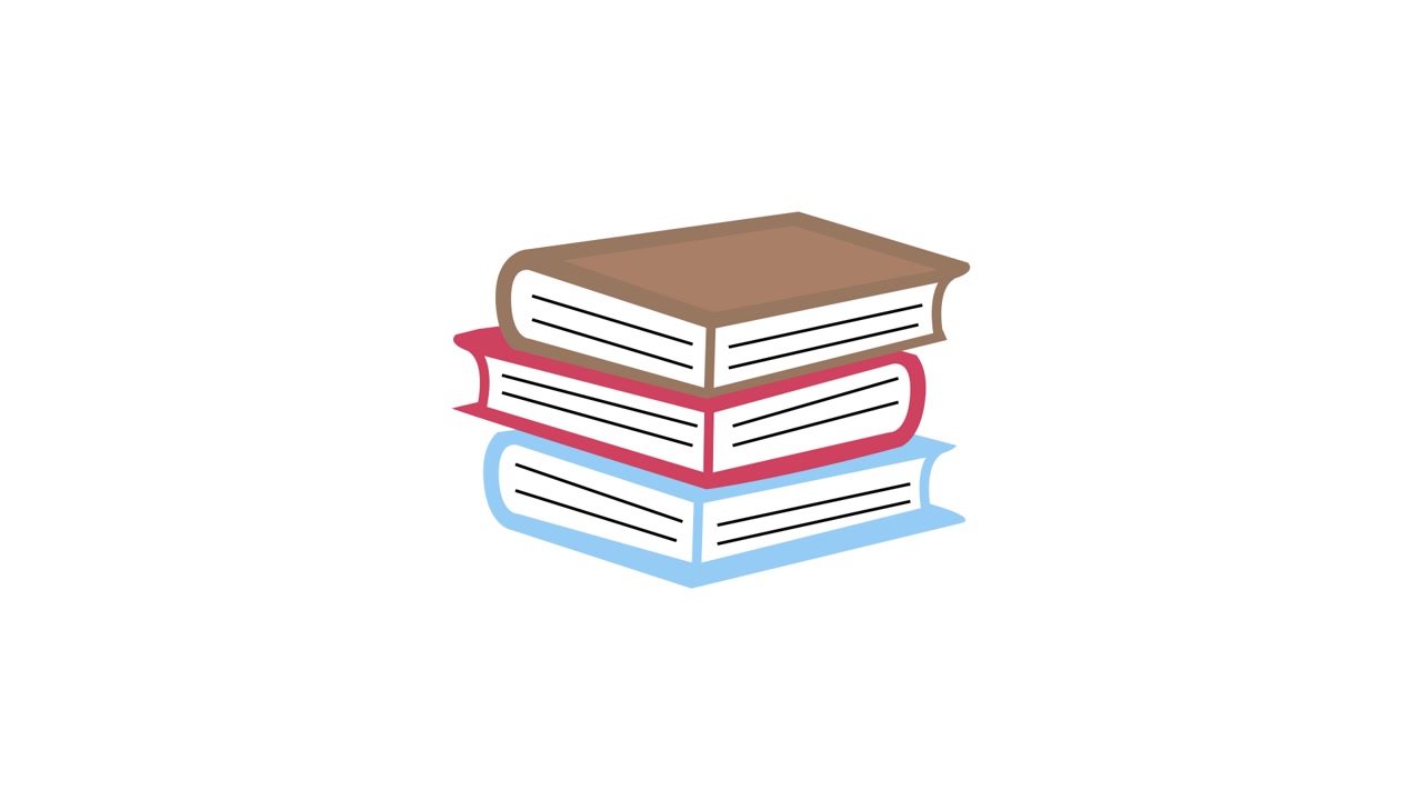 Animated Stack of Three Books on White Background