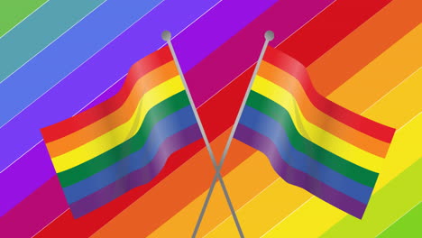 animación de banderas del arco iris sobre rayas del arco iris