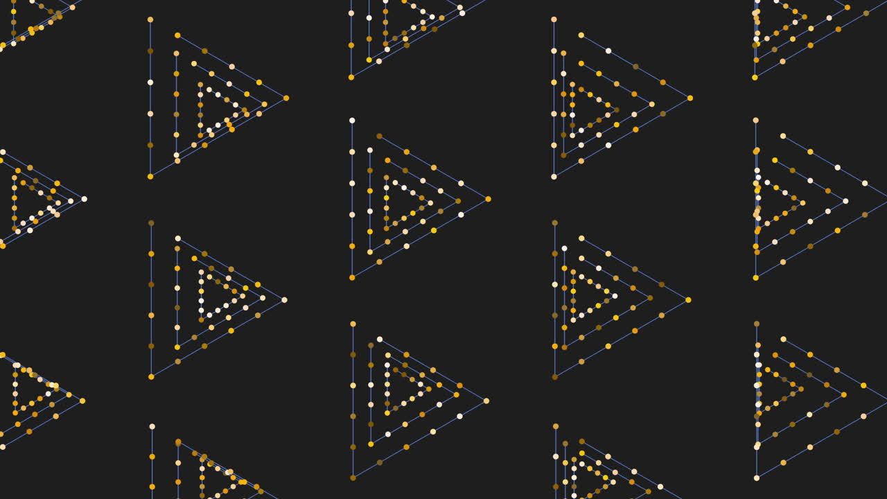 네온 점과 선 2가 있는 무지개 삼각형 미래형 패턴