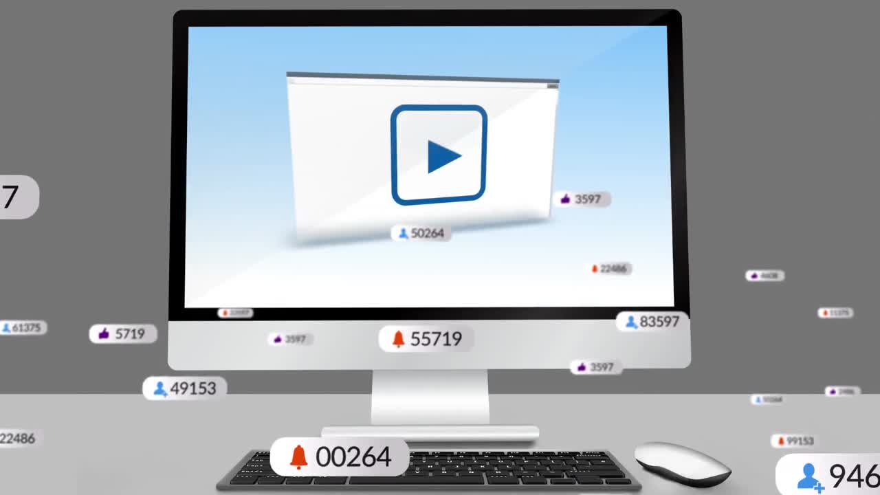 animación de iconos de medios a través de la computadora