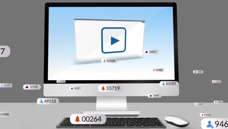 animation of media icons over computer