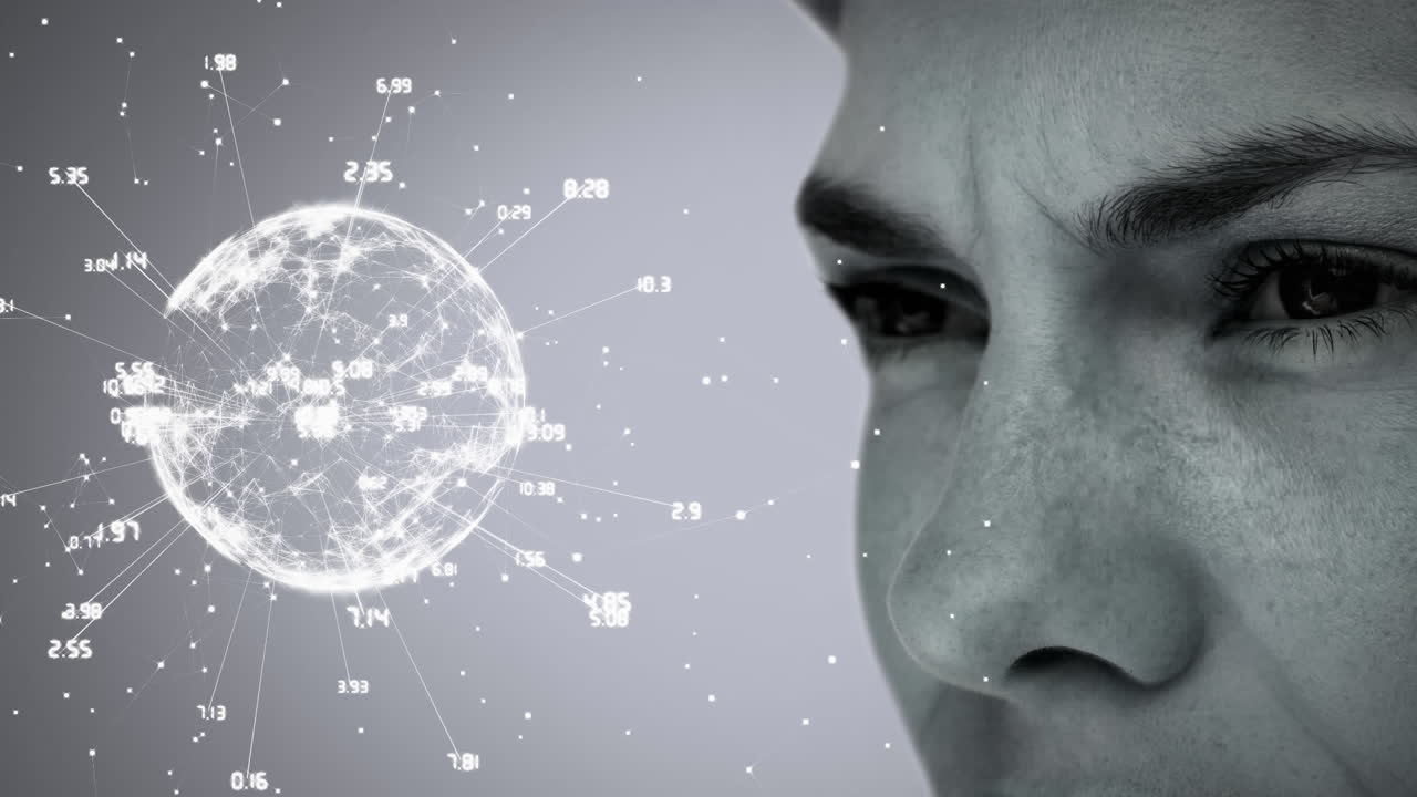 animación de la red de conexiones sobre la mujer