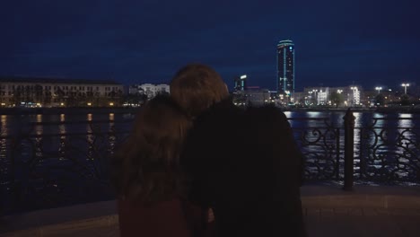 couple enjoying the city night view