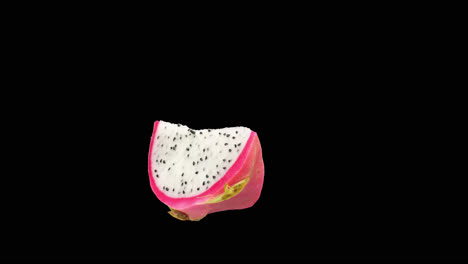 realistic slice of dragon fruit rotating with alpha channel, video in 4k