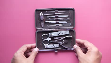 manicure tool kit in hands