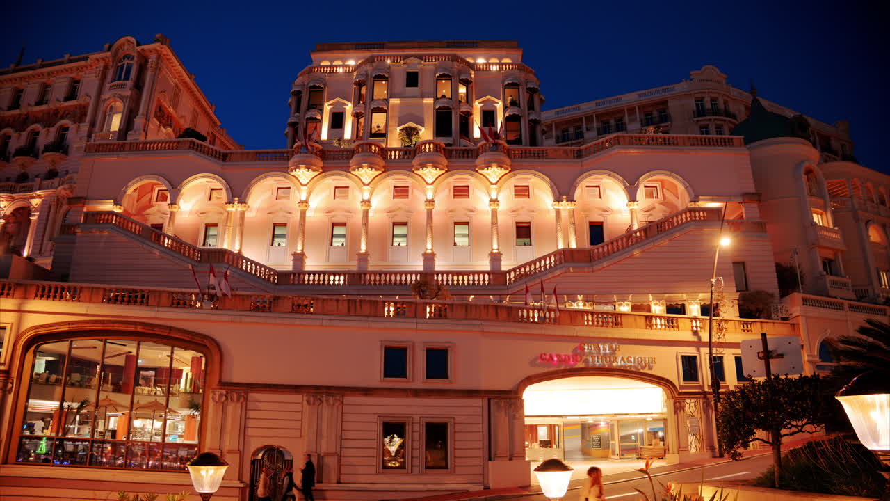 Monte Carlo, Monaco - October 24, 2024: The Cardiovascular and Thoracic Centre of Monaco hospital in the evening