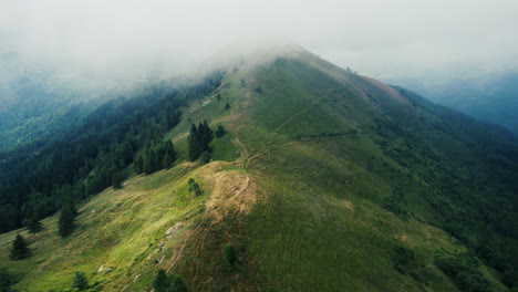 Clouds-on-Mountain-from-a-Drone,-Monviso,-Italy