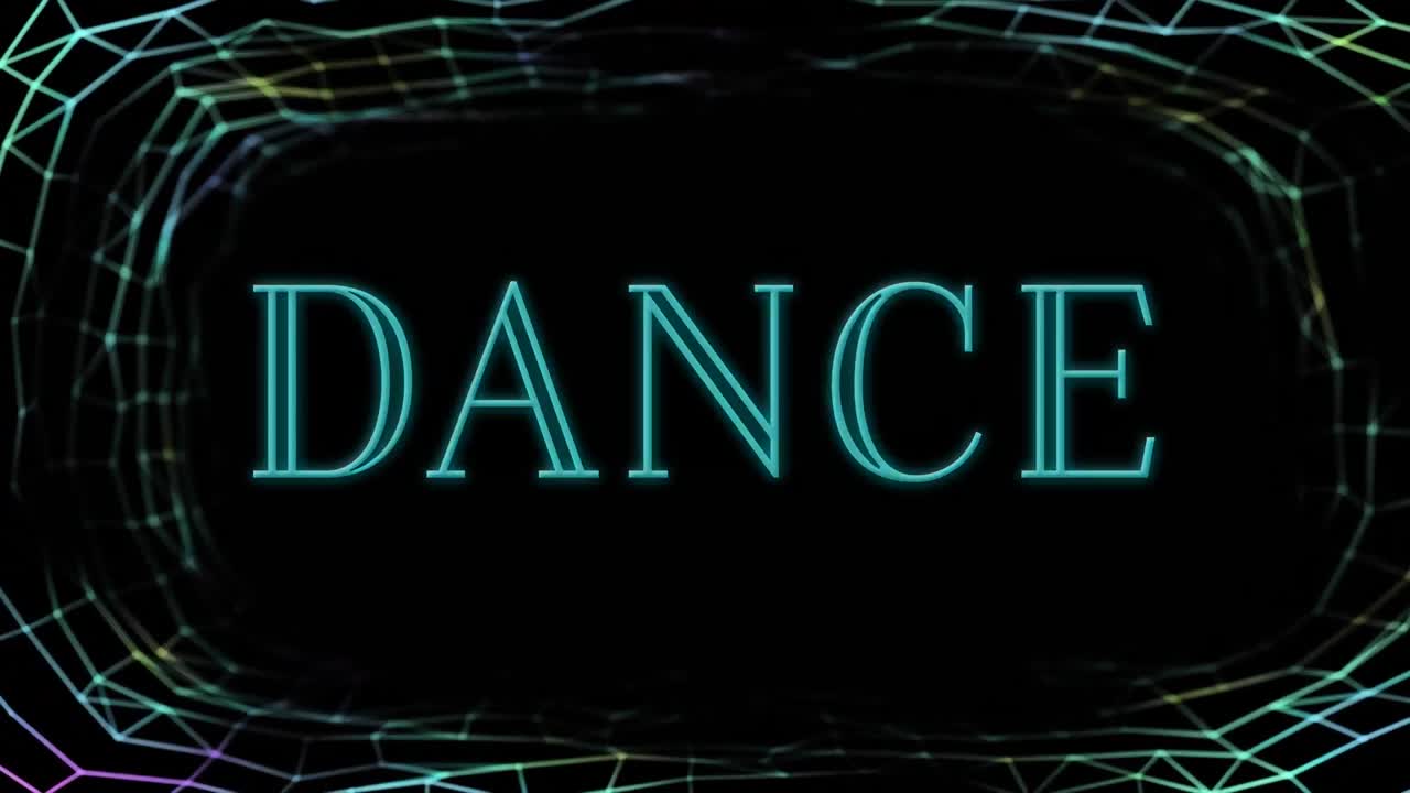 Animacja tekstu „dance” nad tunelem połączeń.