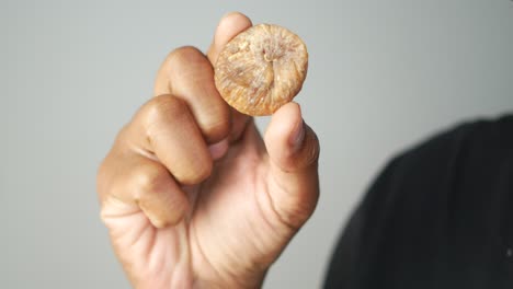 dried fig in hand