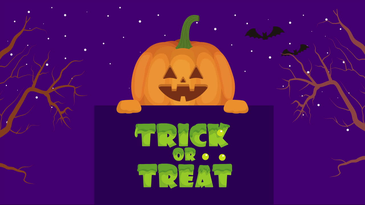 escena oscura de halloween con calabaza y etiqueta