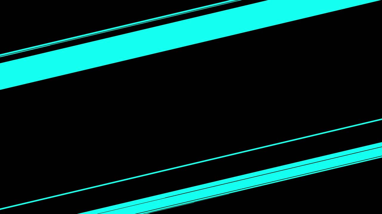 Linee diagonali ciano in stile anime inquadrano la parte superiore e inferiore dello schermo, creando un bordo o una sovrapposizione dinamica per stili action e fumetti
