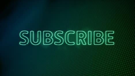 Animation-of-neon-style-green-word-Subscribe-flickering-on-dark-green-background