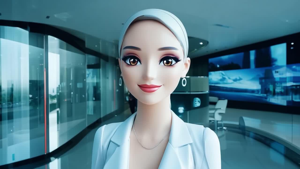 Una donna d'affari sorridente in un ufficio moderno