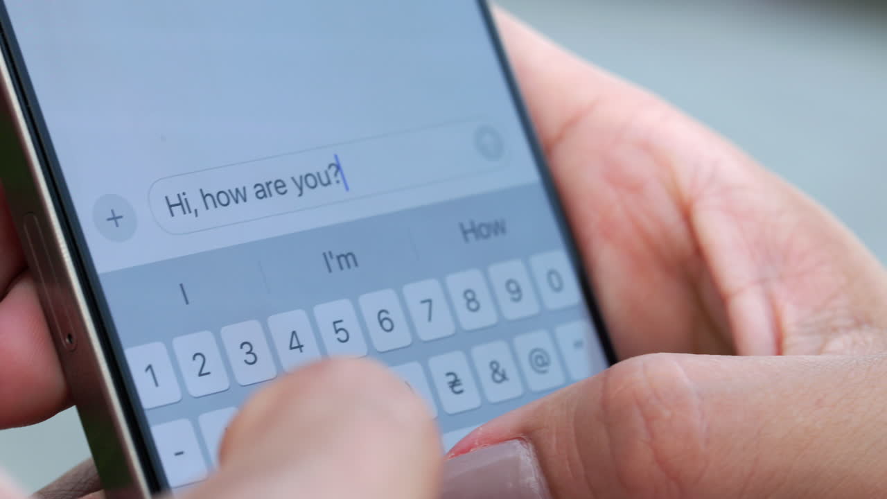 Typing a message on a smartphone