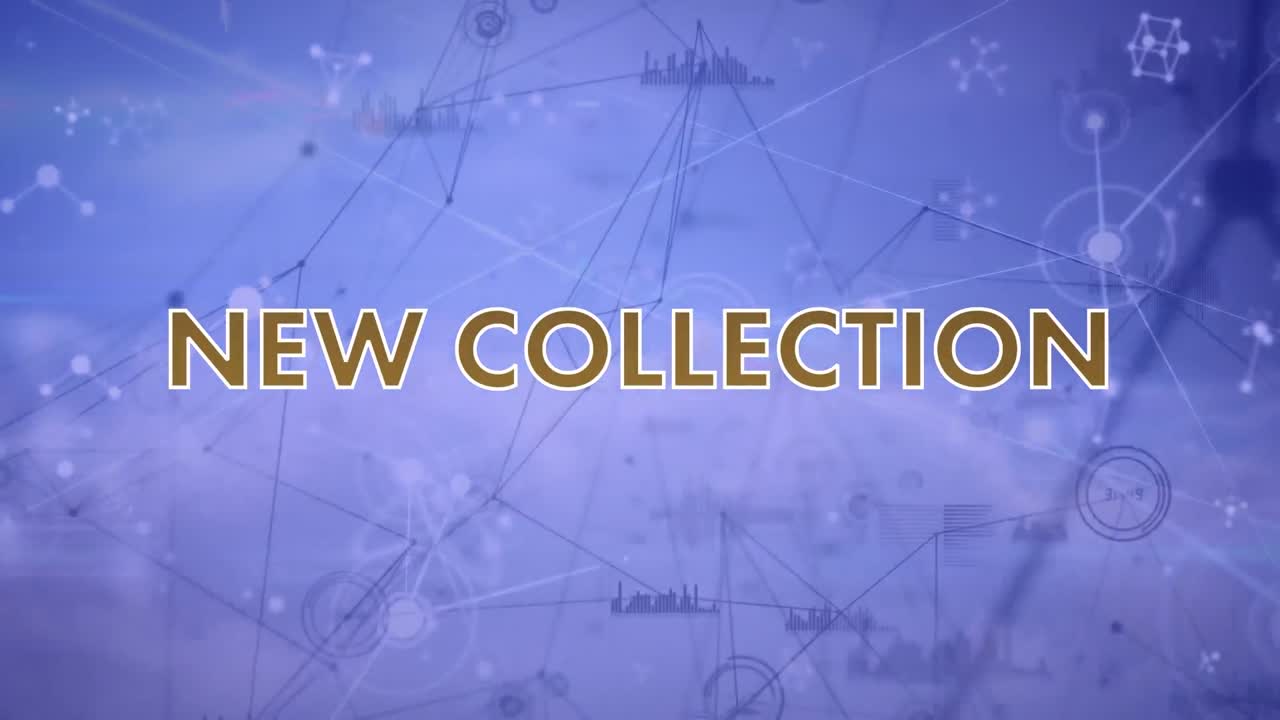 animación del nuevo texto de la colección con gráficos conectados e íconos de temporizador sobre nubes