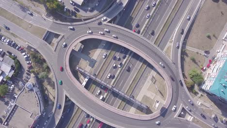 Beautiful-spinning-aerial-of-Roundabout-and-highway