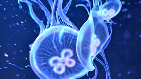 beautiful glowing jellyfish in aquarium