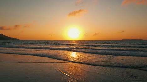 amazing aerial view over beautiful beach ocean sunrise going forward, south america, brazil