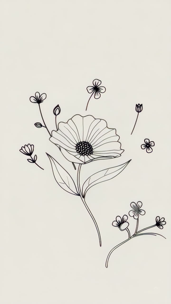 Elegant Floral Line Art Illustration