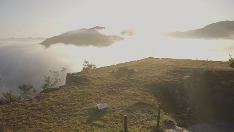 sunrise over valley of mist in japan, takeda castle ruins in hyogo prefecture