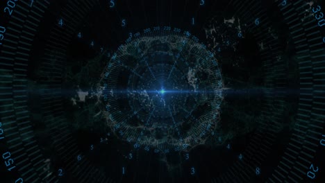 point bleu de lumière et de traitement de données sur le cerveau humain et l'onde numérique sur un fond noir