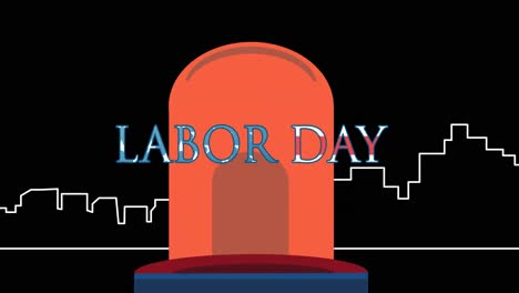 Animation-of-labor-day-text-over-lights-and-cityscape