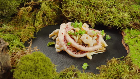 gourmet seafood salad on slate plate